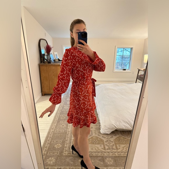 Relipop Women's Dress Polka Dot Floral Print Long Sleeve - Picture 2 of 6